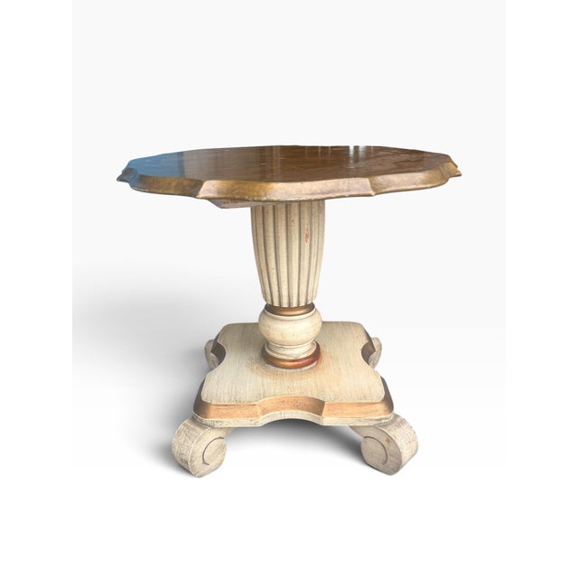Wood Pair of Katherine Henick Neoclassical Gilt & Painted Side Tables / Plant Stands For Sale - Image 7 of 17
