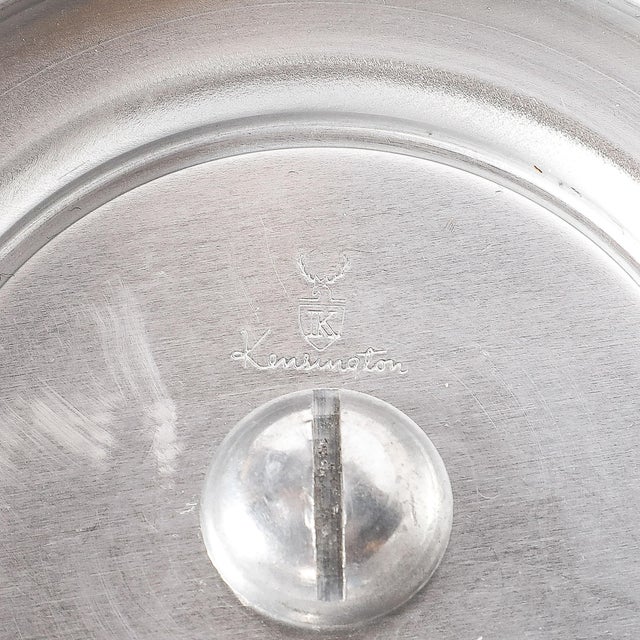 Art Deco Brushed Aluminum & Glass Centerpiece Bowl Signed Kensington For Sale - Image 12 of 14