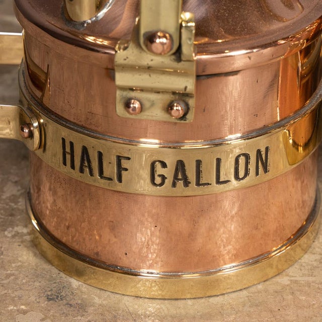 Copper Vintage English Polished Checkpump Petrol Canisters, 1970s, Set of 2 For Sale - Image 8 of 18