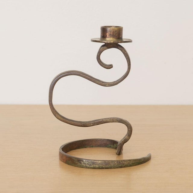 1940s Pair of French Brass Candlesticks For Sale - Image 10 of 11
