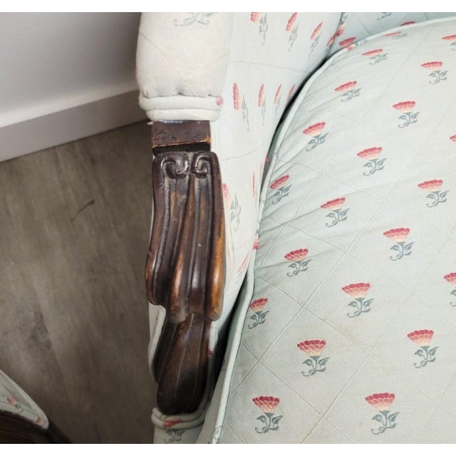 Baby Blue Pair of French Louis XV Style Bergere Chairs, C. 1950s For Sale - Image 8 of 10