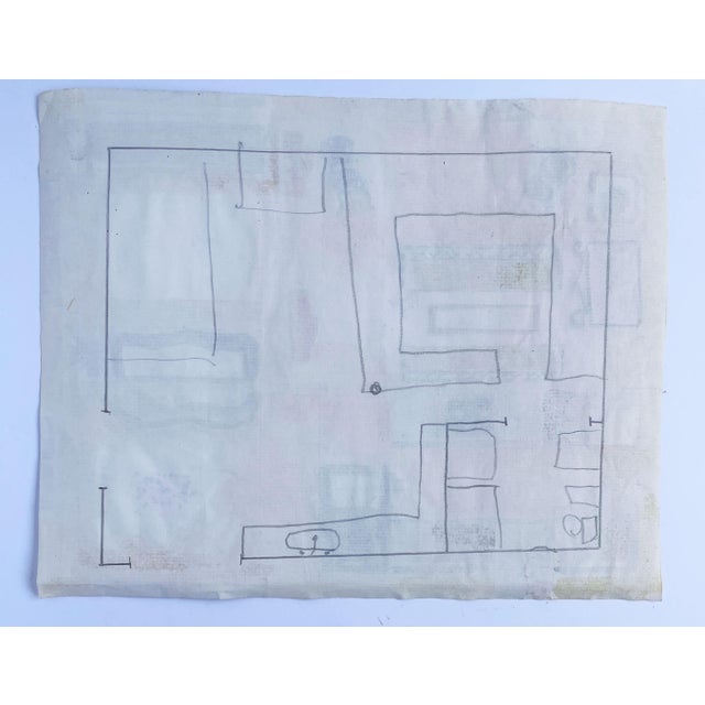 1960 Original Watercolor New York Apartment Room Sketch - For Sale In Monterey, CA - Image 6 of 6
