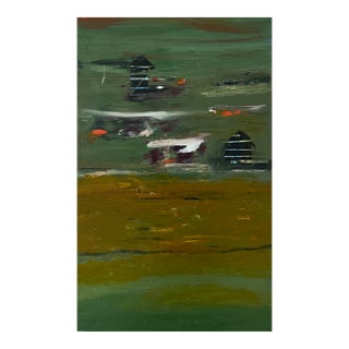 Two Houses, Oil Painting on Wood For Sale