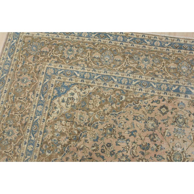 Textile Kashan Rug 10' X 12'8'' Pink Wool Vintage Distressed Hand-Knotted Carpet For Sale - Image 7 of 15
