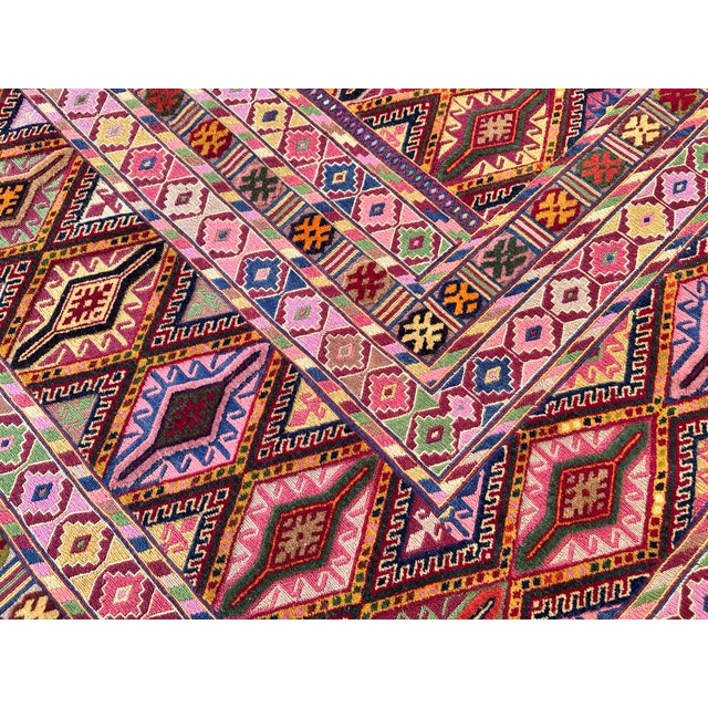 Textile Multicolor Mushwani Hand-Woven Kilim Rug - 6'9" X 9'6" For Sale - Image 7 of 14