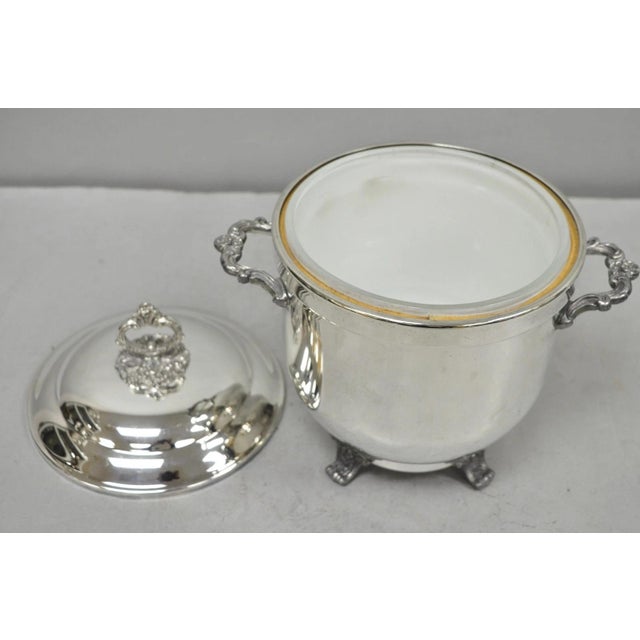Vintage Victorian Silver Plated Footed and Covered Lidded Bar Ice Bucket For Sale - Image 9 of 12