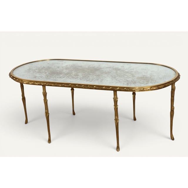 Baguès Coffee Table in Gilt Bronze and Aged Mirror, 1950s For Sale - Image 11 of 18