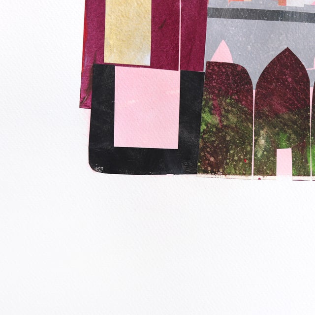 A Pink Sky - Abstract Colorful Urban Collage Mixed Media Art on Paper Original Artwork by Maria C Bernhardsson For Sale - Image 4 of 6