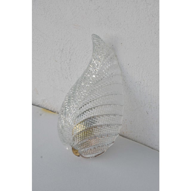 1950s Art Deco Wall Light Trasparent Jewel Murano Glass Leave by Barovier E Toso For Sale - Image 6 of 12