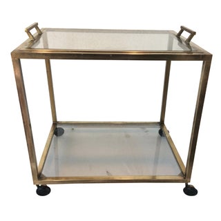 Brass Bar Cart with Removable Tray For Sale