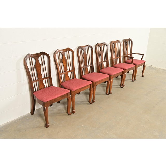 Baker Furniture Company Baker Furniture Style Queen Anne Solid Walnut Dining Chairs, Set of Six For Sale - Image 4 of 15