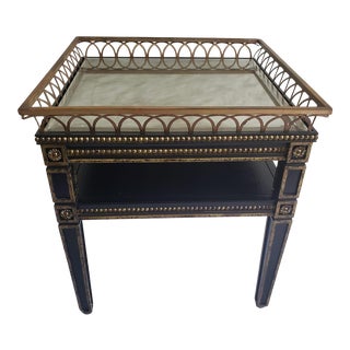 The Bradburn Vintage Neoclassical Giltwood Frame and Metal Ring Top With Distressed Mirror Insert For Sale