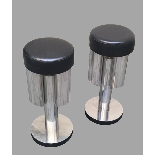 1970s Chrome and Leather Bar Stools, Italy, 1970s, Set of 2 For Sale - Image 5 of 13