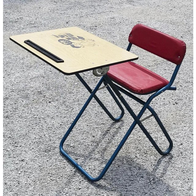 Folding Childrens Desk and Study Chair, Italy, 1970s For Sale - Image 4 of 18