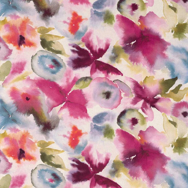 Harlequin Flores Fabric in Fuchsia/Zest/Azure - a Sample For Sale
