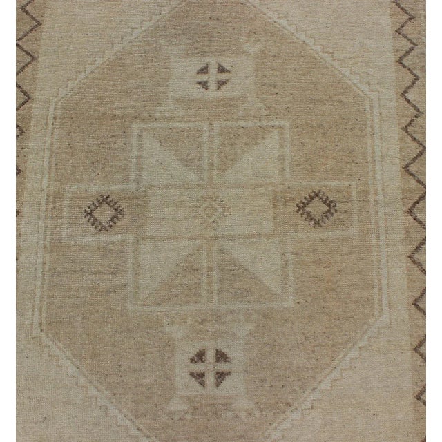 Textile Vintage Oushak Runner With Neutral Colors, Taupe, Ivory, Tan and Light Brown 3'8" X 13'2" For Sale - Image 7 of 7