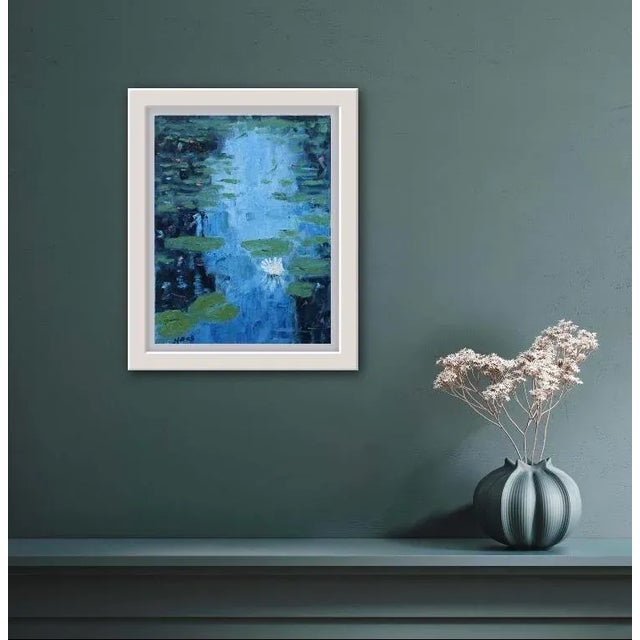 "Water Lily Flower" Contemporary Impressionist Style Oil Painting For Sale In Reno/Lake Tahoe - Image 6 of 12