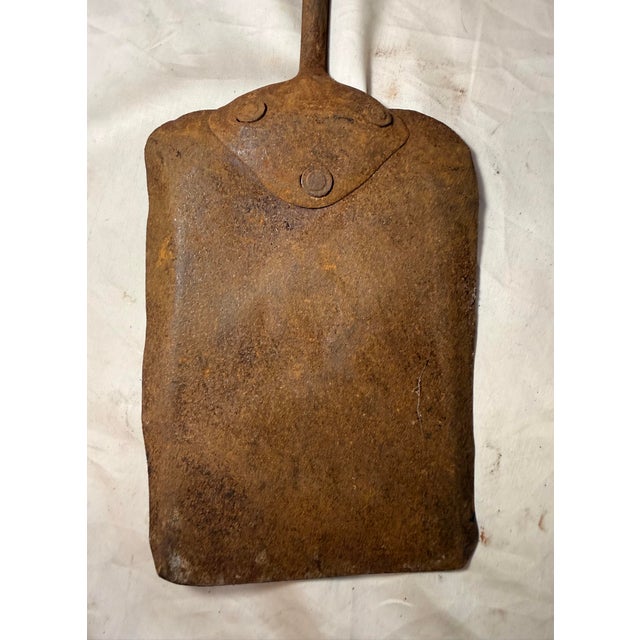 Antique 18th Century Wrought Iron Turned Brass English Fireplace Shovel Tool 18 For Sale - Image 10 of 11
