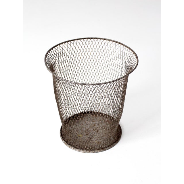 Antique Industrial Wire Wastebasket For Sale - Image 4 of 13