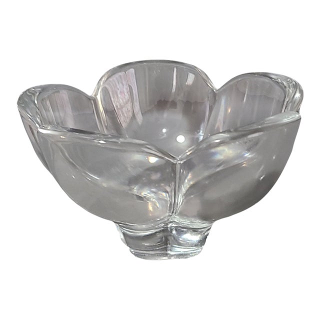 Vintage Crystal Lotus Flower Candy Dish Bowl For Sale