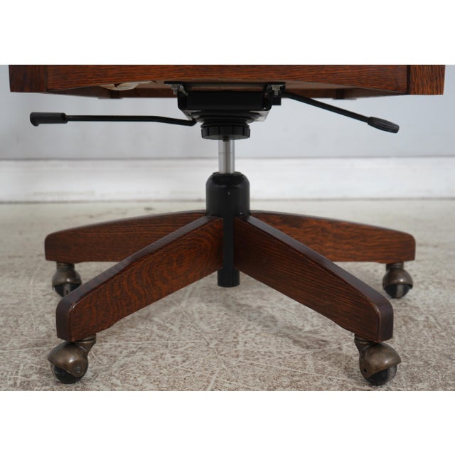 Stickley Mission Oak Leather Office Chair For Sale - Image 12 of 18