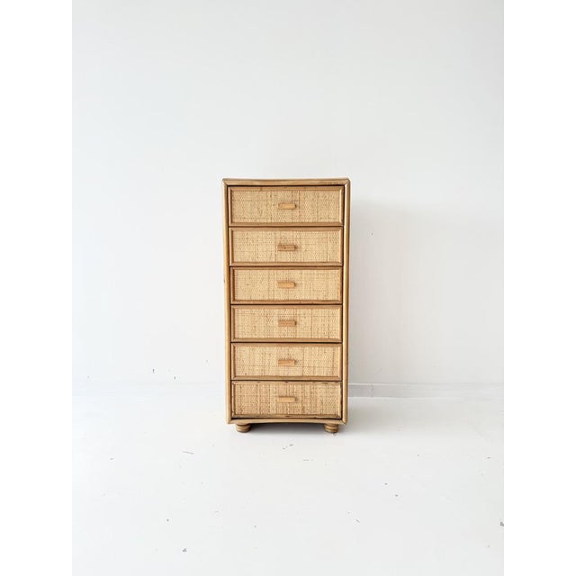 Vintage Rattan Wicker 6-Drawer Dresser, 1960s For Sale - Image 14 of 14