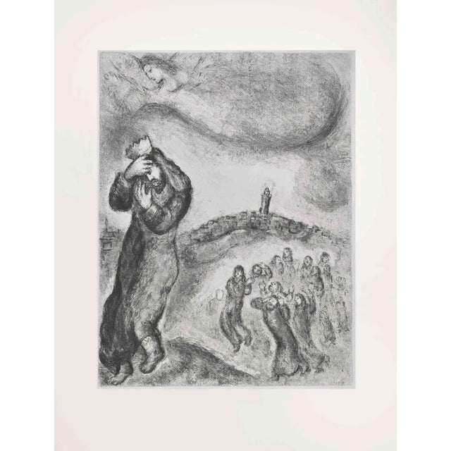 Marc Chagall, David Climbing the Hill of Olive Trees, Etching, 1956 For Sale