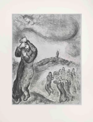 Marc Chagall, David Climbing the Hill of Olive Trees, Etching, 1956