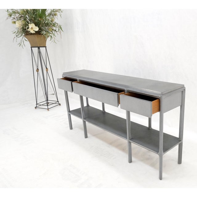 Widdicomb Faux Finish 3 Drawer Long Sofa Console Table Credenza W/ Shelf For Sale - Image 10 of 12