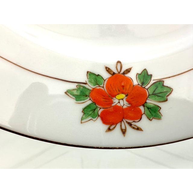 Chinoiserie Vintage 1940's Hand Painted Floral Plates, Trico Nagoya Japan- Set of 6 For Sale - Image 3 of 11