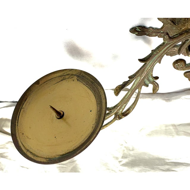 Vintage Hollywood Regency Palm Tree With Hanging Date Clusters Double Candle Wall Sconce For Sale - Image 10 of 17