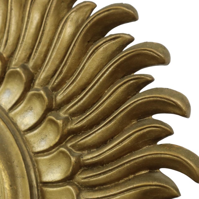 Vintage Sunburst Mirror in Gold Resin, 1960s For Sale - Image 11 of 14