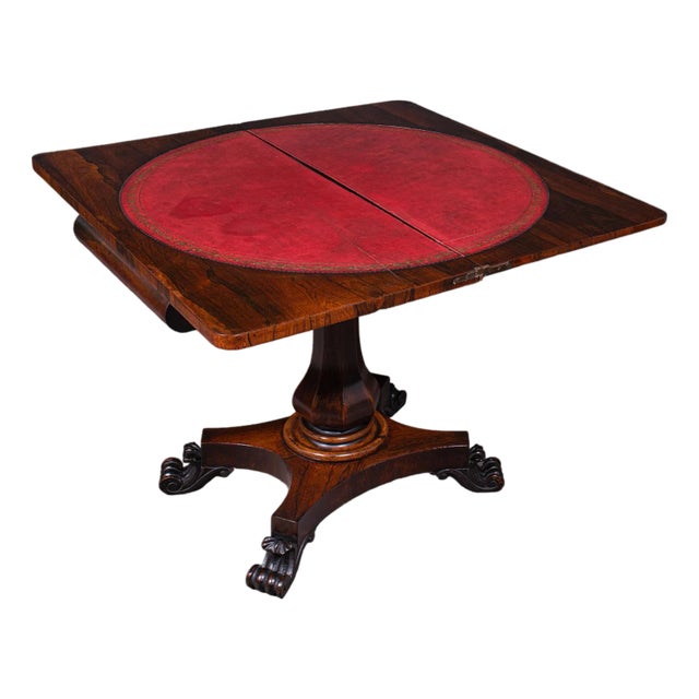 Antique Fold-Over Card Table, English, Games, Console, Bridge, Early Victorian For Sale