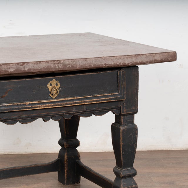 18th Century Black Baroque Stone Top Table From Sweden For Sale - Image 9 of 12