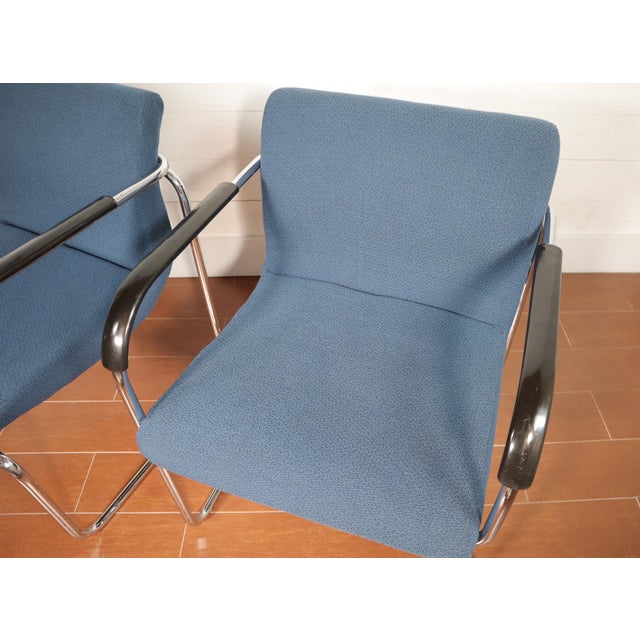 Vintage Pair Tubular Chrome Arm Chairs by Goodform Bauhaus Milo Baughman Style Mid Century Modern Retro For Sale - Image 13 of 13