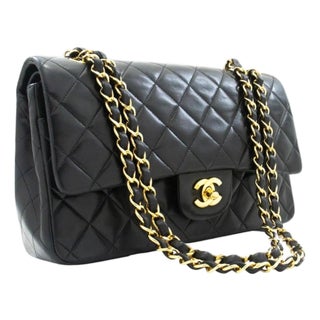 Chanel Timeless/Classic double Flap 10" shoulder bag in Black , CC Logo, Vintage For Sale