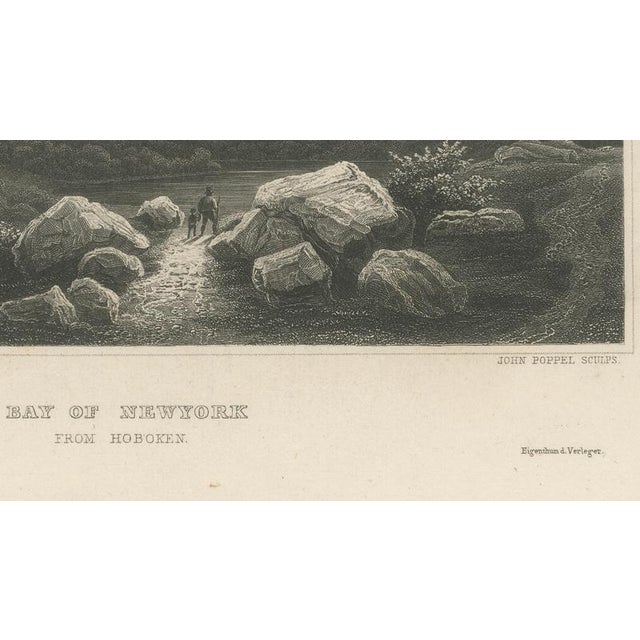 W. Heine, Bay of New York from Hoboken Antique New York Harbor, 1850, Engraving For Sale - Image 6 of 10