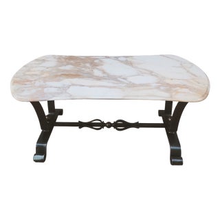 Coffee Table in Italian Marble and Wrought Iron, 1980s For Sale
