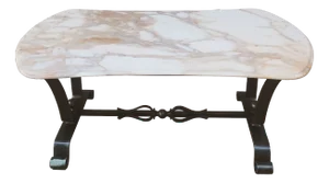 Coffee Table in Italian Marble and Wrought Iron, 1980s