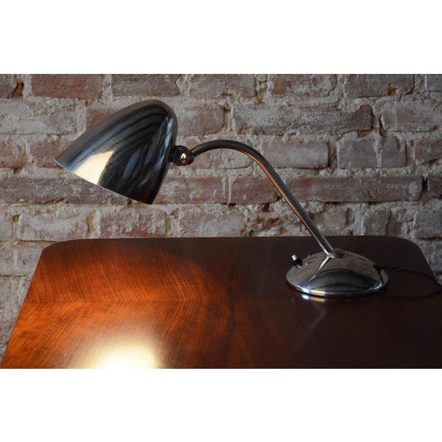 Silver Bauhaus Table Lamp in Chrome by F. Anýž for Napako, Czech, 1930s For Sale - Image 8 of 10