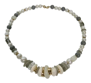 Givenchy 1980s Modernist Multi Shaped Glass Beaded Necklace