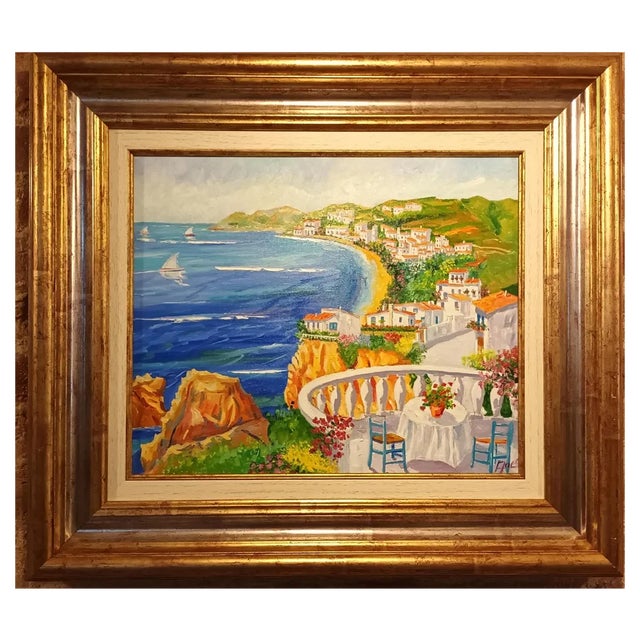 Avel, Balcón al Mediterraneo, 2023, Oil on Canvas, Framed For Sale