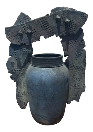Matthew Lovein Monumental Raku Studio Pottery Vase