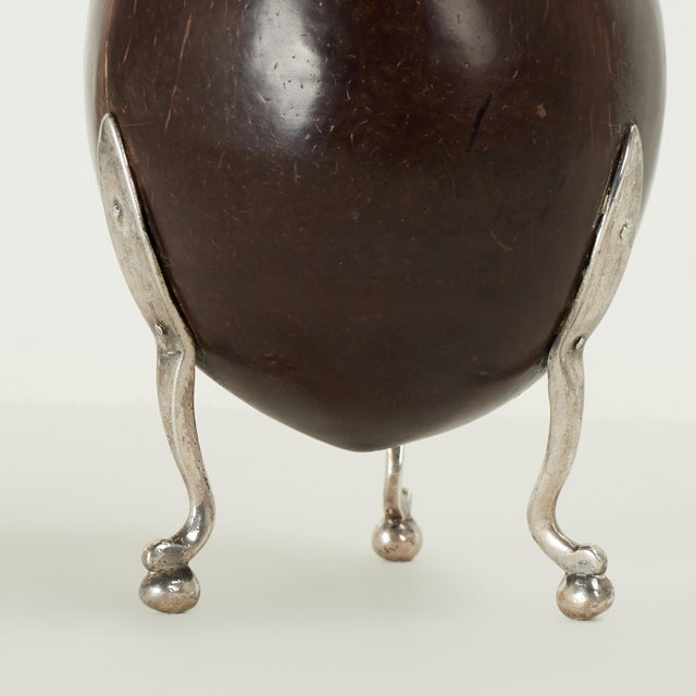 Black Antique Anglo Indian Coconut Shell Box on Legs For Sale - Image 8 of 12