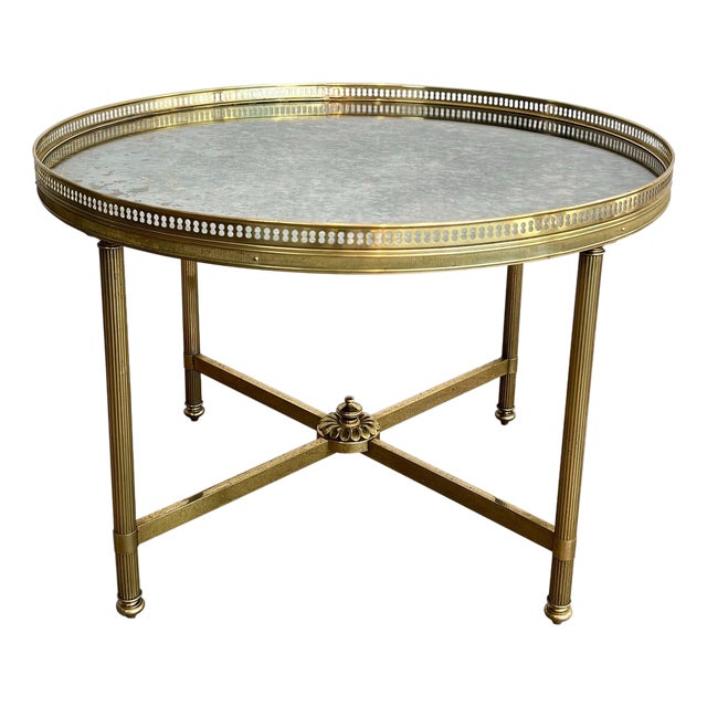 1940s Faux-Antiques Coffee Table with Mirrored Top by Maison Bagués For Sale