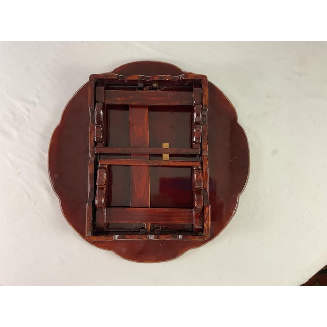 1980s Korean-Lacquered hardwood.Mother of Pearl Inlay- Tea Table For Sale - Image 6 of 10