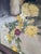 Vintage Floral & Pitcher Still Life Oil Painting on Masonite - Framed For Sale - Image 9 of 13