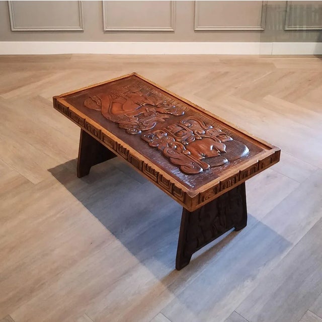 Central American Handcrafted Wooden Coffee Table, 1960s For Sale - Image 3 of 11