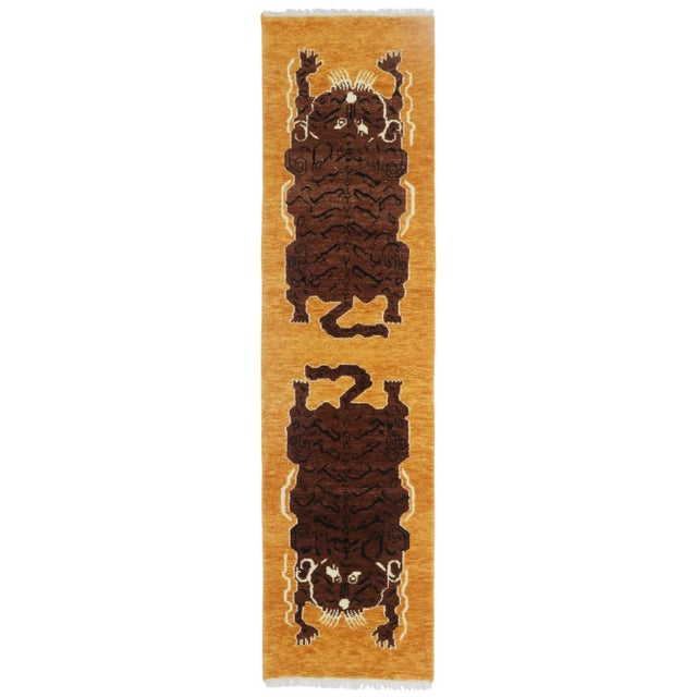 Not Yet Made - Made To Order Hand-Knotted Le Tibetan Rug in Golden Ochre - 2.6 X 10 For Sale - Image 5 of 5