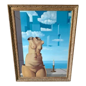 After, René Magritte’s Delusions of Grandeur II, Vintage Replica Oil on Canvas